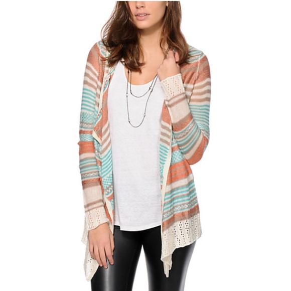 Trillium Sweaters - Trillium Striped Hooded Cardigan